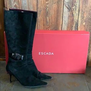 Escada black suede boots